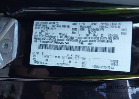 2017 Ford Escape Titanium from USA, damaged, VIN 1FMCU9JD2HUC97747